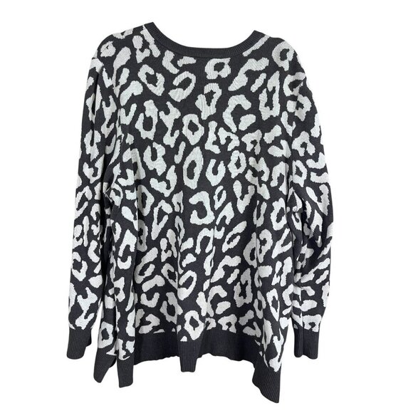 Lane Bryant Sweater Women 22 Gray Animal Print Safari Neutral Office Retro 80s - Picture 4 of 10